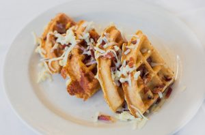 Grits and Bits Waffles at the Roadhouse